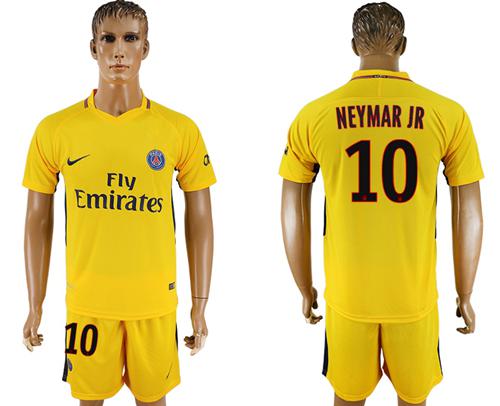 Paris Saint-Germain #10 Neymar Jr Yellow Soccer Club Jersey - Click Image to Close